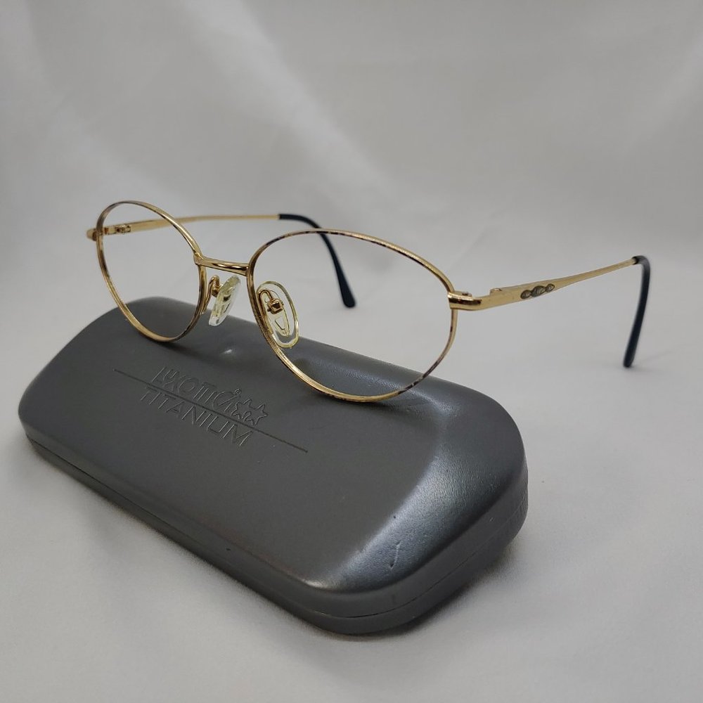 LUXOTTICA Eyeglass Frames 676 Gold Purple Black Titanium Full Metal Rim Green